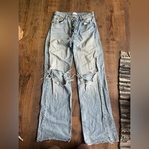 light blue Zara ripped jeans